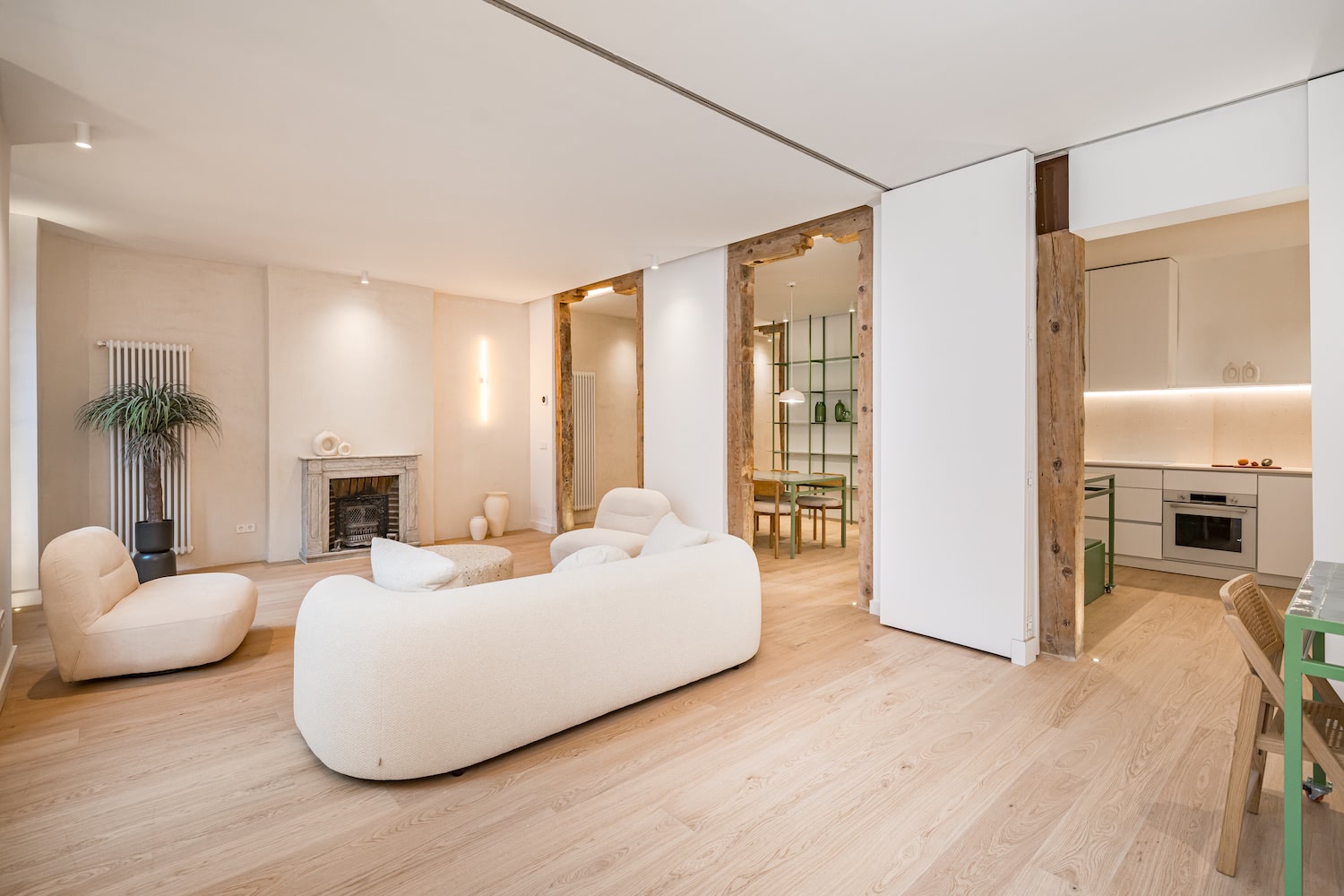 Wooden sofa in living room